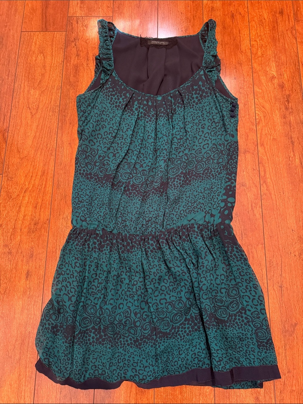 Patrizia Pepe Emerald and Black Patterned Mini Dress